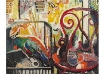 Red Chair and Parakeet by Soshichi Takama, 1933