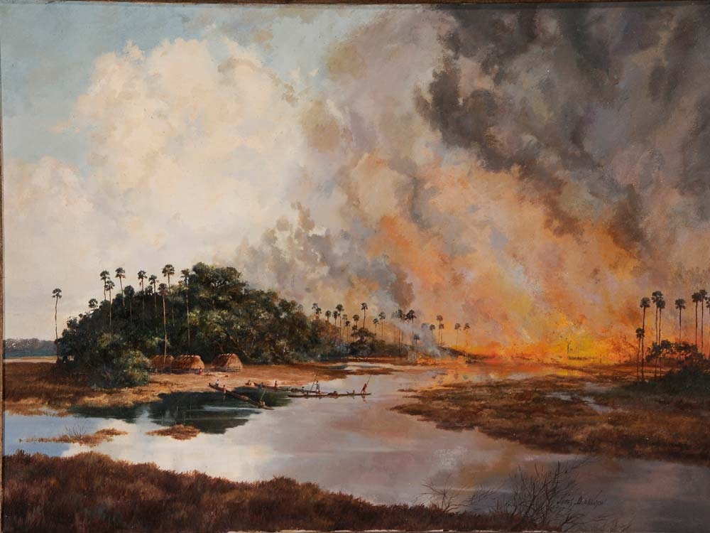 Artwork by James Frederick Hutchinson, Fire in the Everglades, Made of oil on canvas