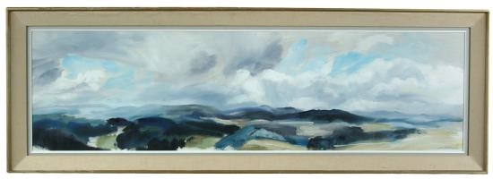 Artwork by John Hitchens, Hills in Summer Rain, Made of oil on canvas