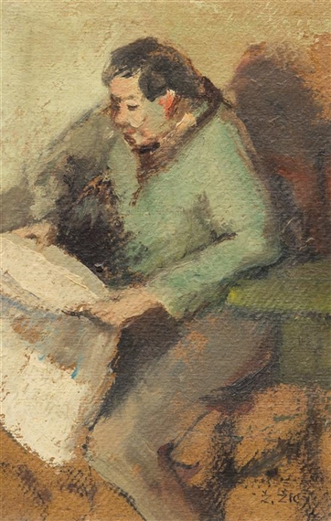 Four Works: Children in the Park and Three Other Oil on panel by Zivko Zic