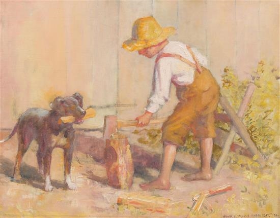 Мальчика рубят. Мальчик пилит дрова. Картина мальчик с дровами. Adam Emory Albright. Пилят дрова картина художника.