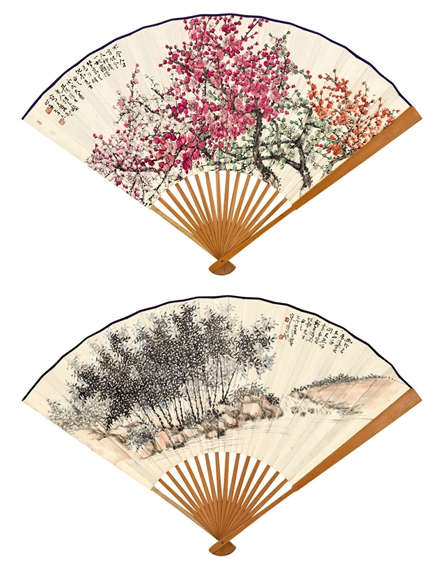 PLUM BLOSSOM AND LANDSCAPE by Wang Jilin, 1946