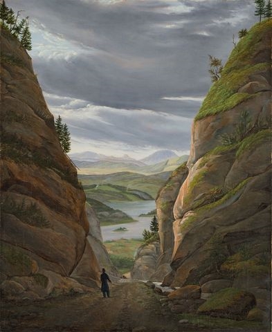 Walking Figure in the Ravine at Krokkleiva, on the Way to Christiania by Eduard von Buchan, 1833