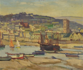 Low tide St Ives Harbour - Leonard Richmond