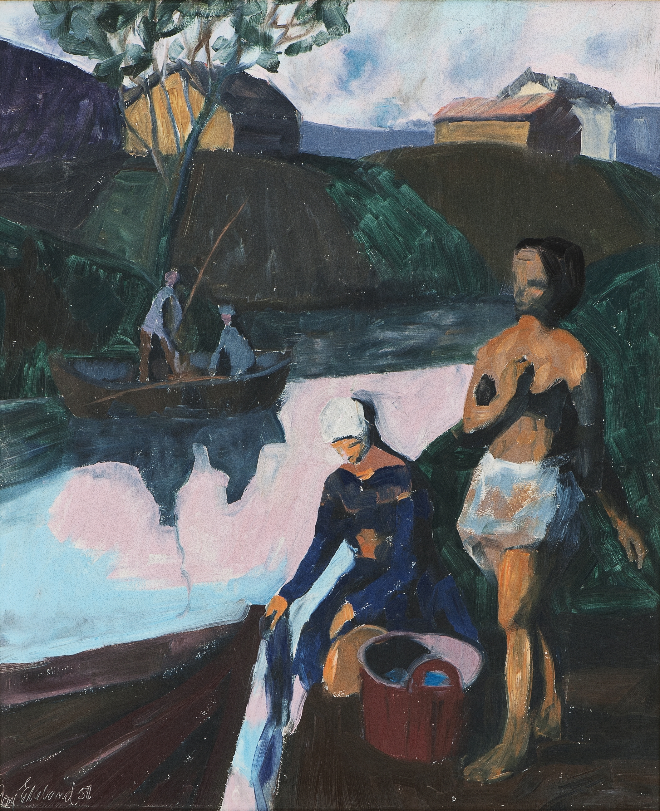 Ved elven by Arne Ekeland, 1950