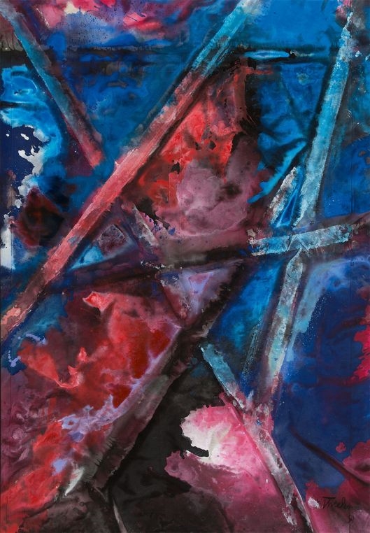 Artwork by Fred Thieler, Aufsteigende Konstruktion, Made of synthetic resin dispersion on canvas