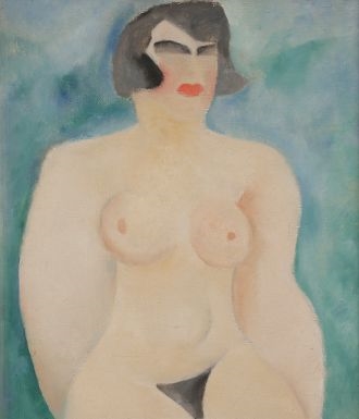 Nue sur fond bleu by Marcelle Cahn, 1924