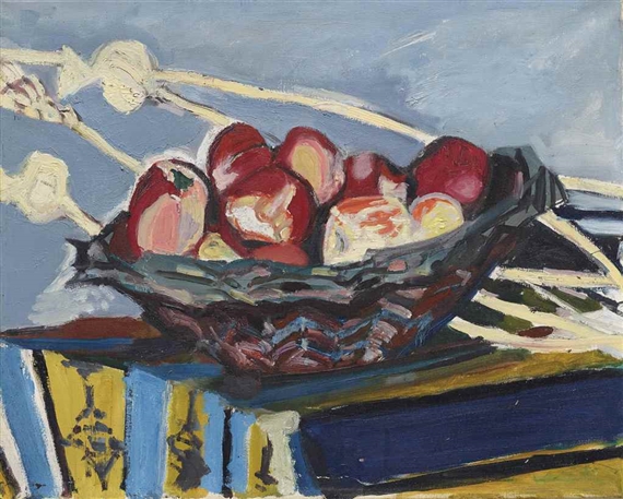 Apfelkorb, Mohnkapseln und Ähren by Max Gubler, 1955