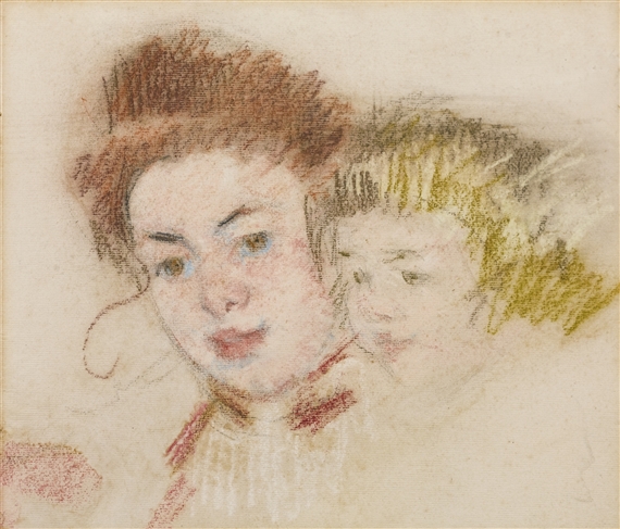 SKETCH OF REINE AND CHILD by Mary Cassatt, 1902-1903