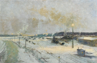 RAILWAY STATION IN WINTER - Peter Schmauss