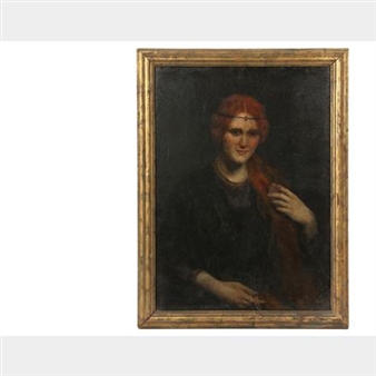 Portrait of a Young Red-Haired Girl in Medieval Costume - Margarita Pumpelly Smyth