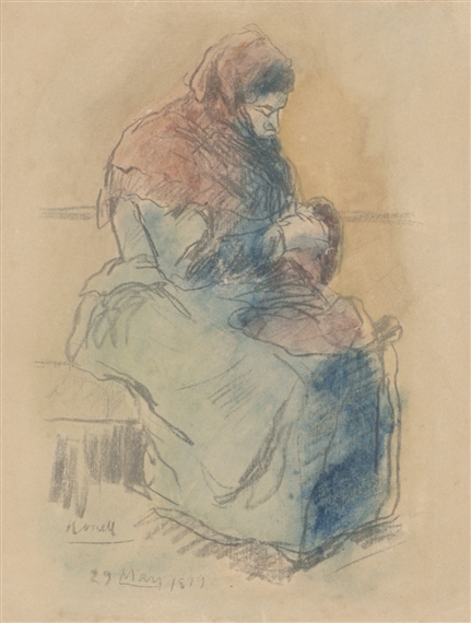 Vella fent mitja by Isidro Nonell, 1899