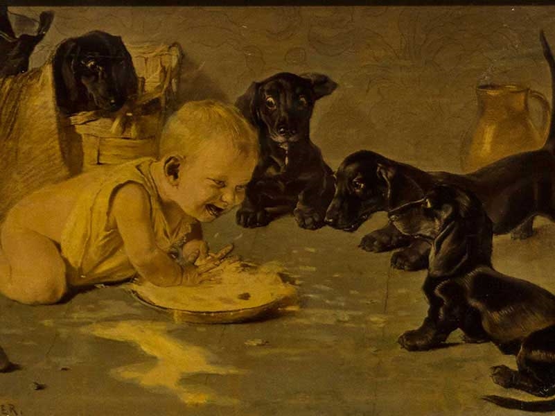 August Roeseler | Daschunds and Baby | MutualArt