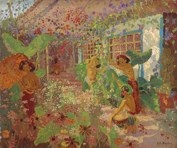 Dancers in the Garden, Bali by Adrien Jean Le Mayeur de Merprés