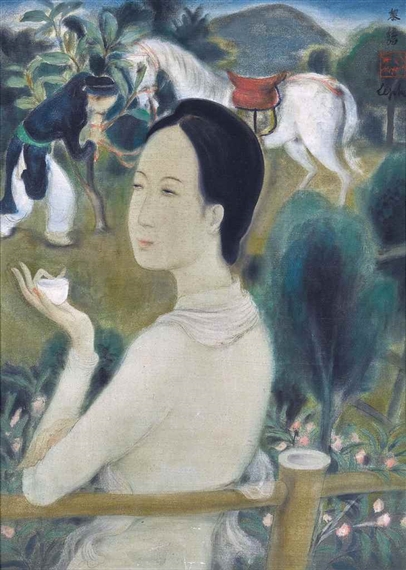 Elegant Lady by the Fence