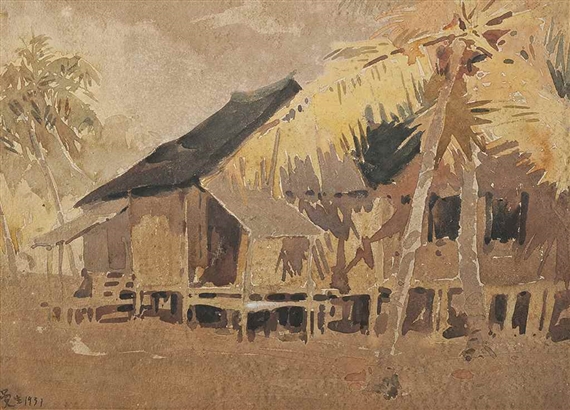 Kampung Scene by Yong Mun Sen, 1931