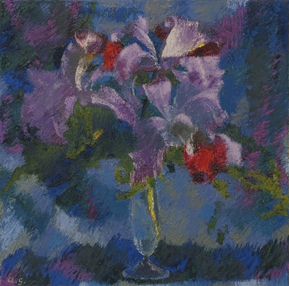 ORCHIDEEN AUF BLAUEM GRUND by Augusto Giacometti, 1938