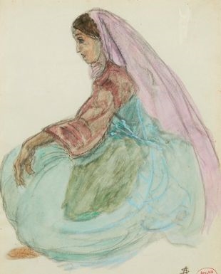 JEUNE FEMME EN VOILE ROSE