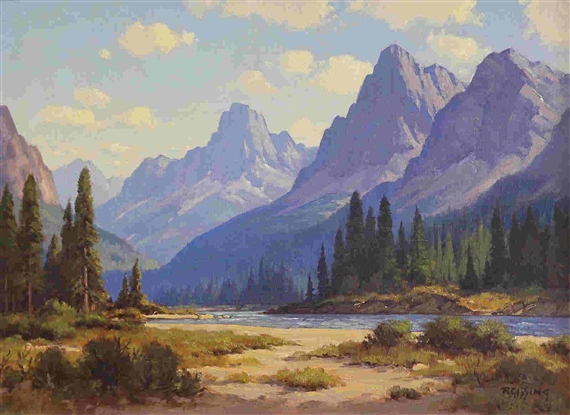 SUNWAPTA RIVER by Roland Gissing, 1950