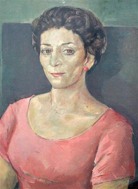 Artwork by Jacob Kramer, Portrait of a Lady, Made of oil on canvas board
