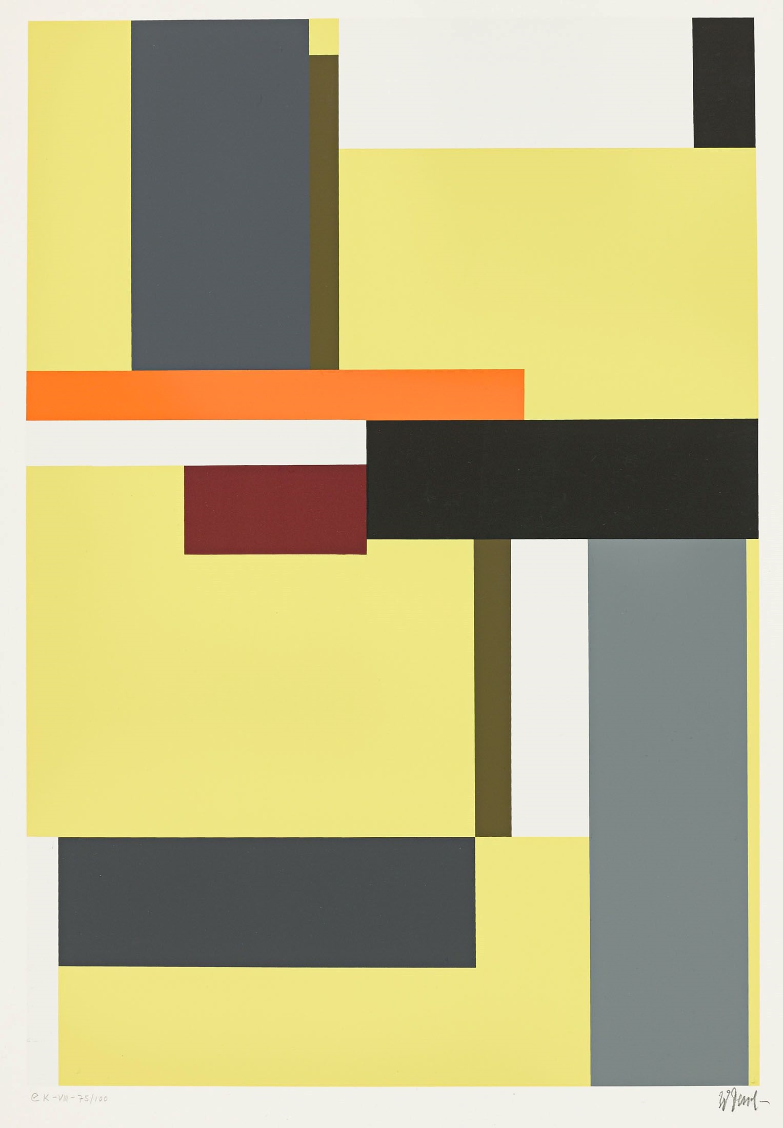 Komposition auf gelbem Grund by Walter Dexel, 1971