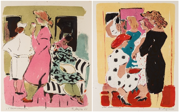 The Manicure; At the Hair Salon by Vera Feodorovna Matiukh