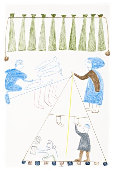 Untitled (Drying Fish and Tent) by Jessie Oonark, circa 1969-1970