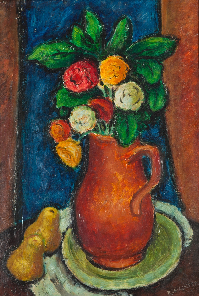 Artwork by Ronald Center, Still life with fruit, Made of Oil on board