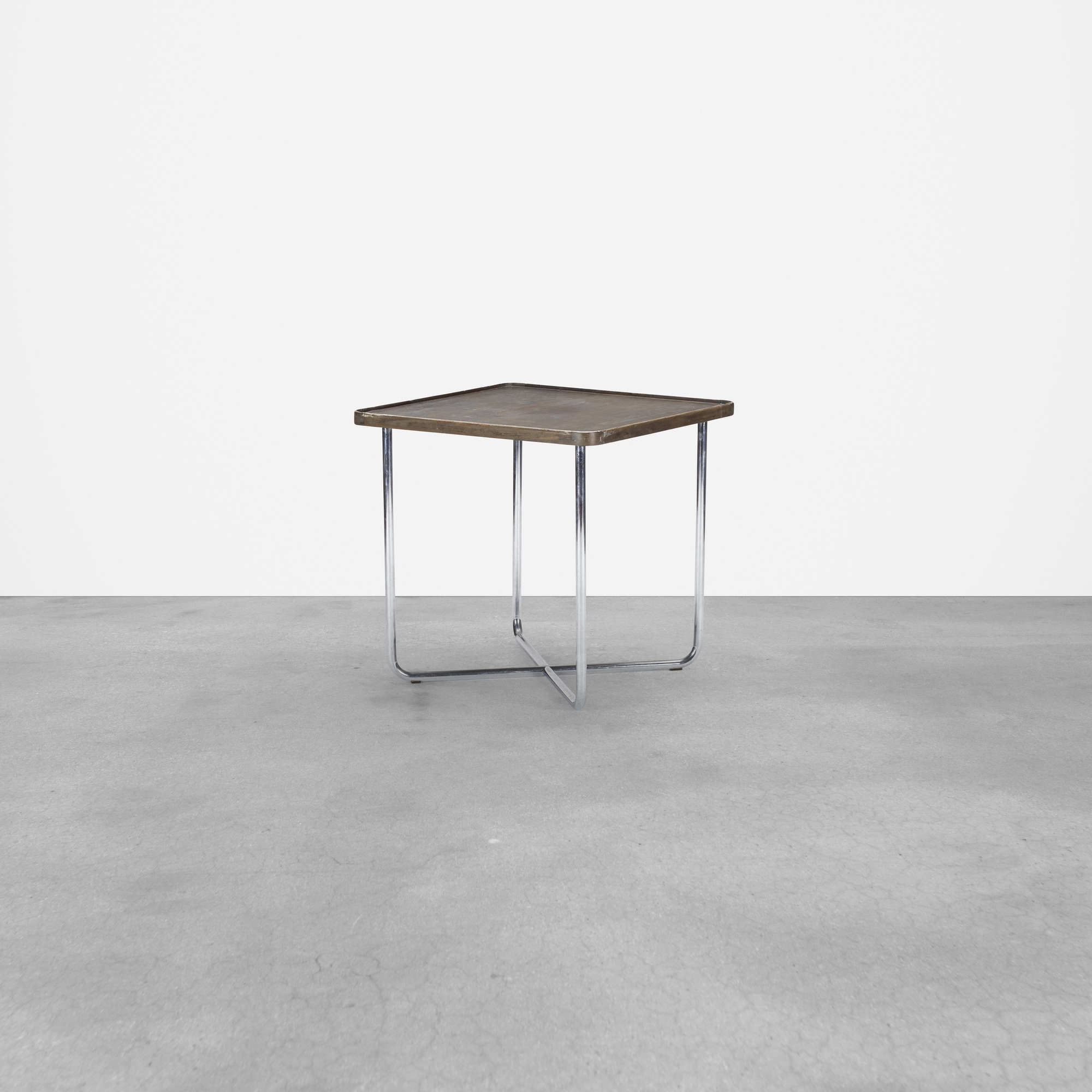 Artwork by Desta Stahlmöbel, Occasional table, Made of lacquered birch, chrome-plated steel