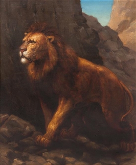 Lion in Landscape - R. Whaite