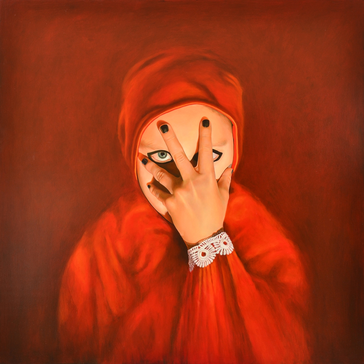Rebecca Hastings | Woman in Red (Rude Fingers II) (2014) | MutualArt