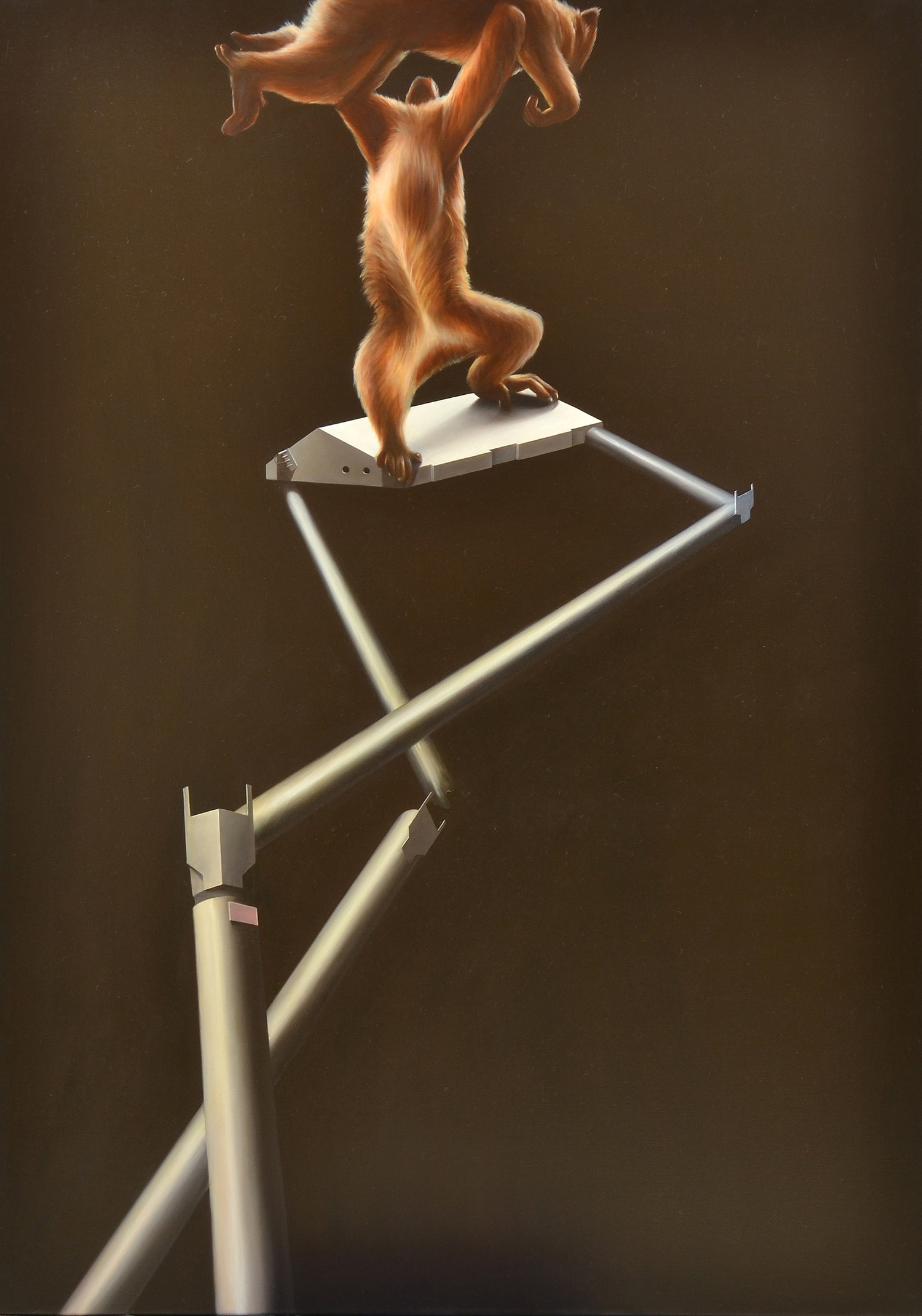 Artwork by Sam Leach, The Lift, Made of oil on linen