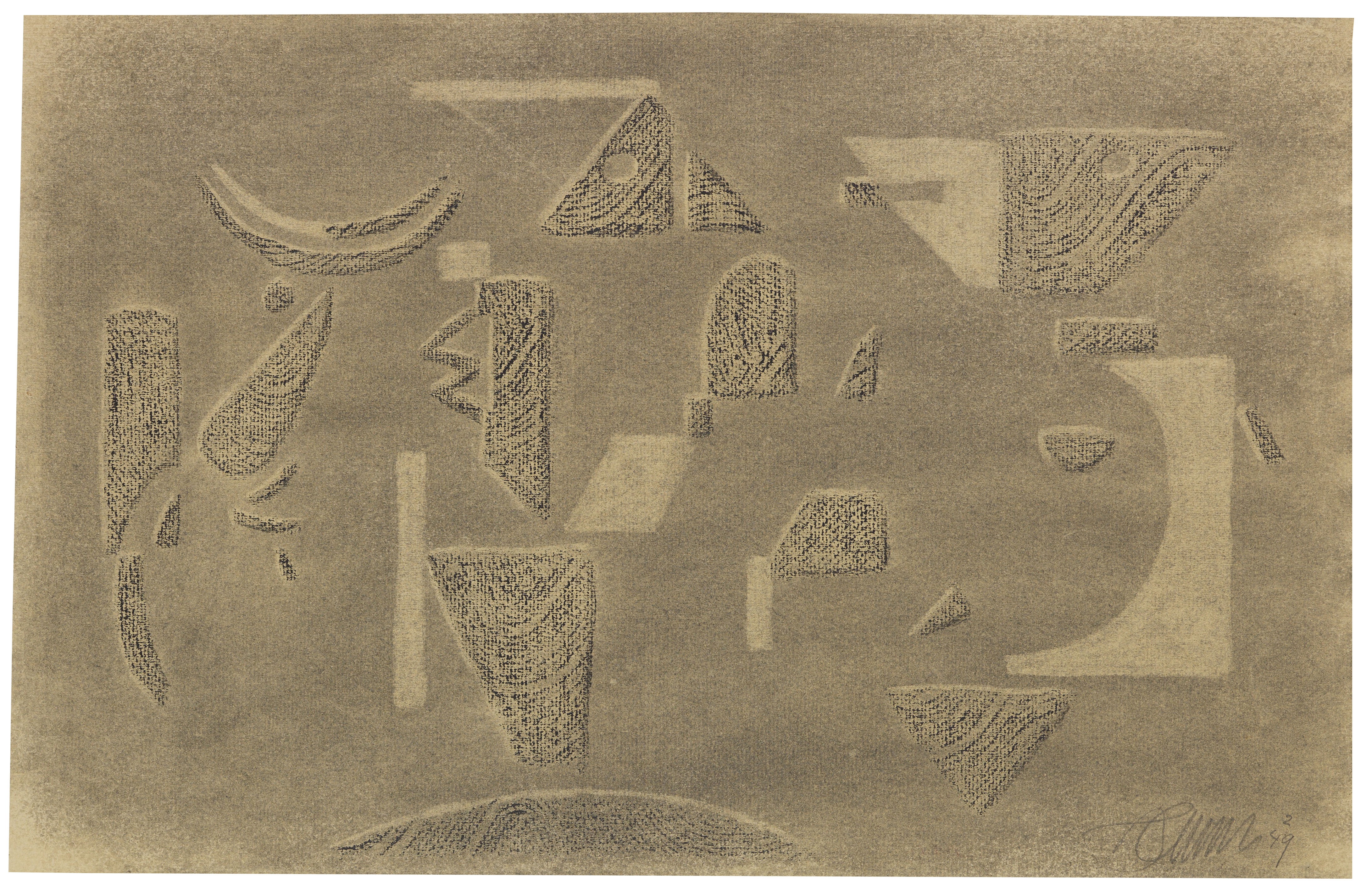 Artwork by Willi Baumeister, Untitled, Made of Charcoal and grease crayon on laid paper