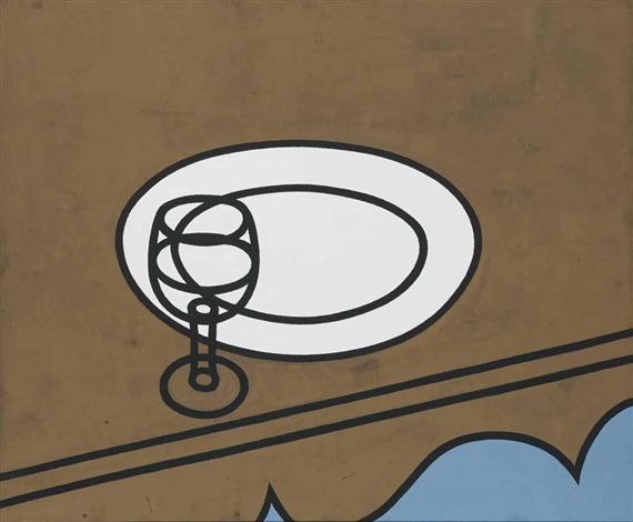 Glass and Plate, Brown Table by Patrick Caulfield, 1972