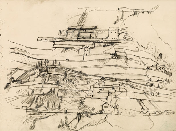 Artwork by Herbert Boeckl, Eisenerz, Made of Charcoal on paper