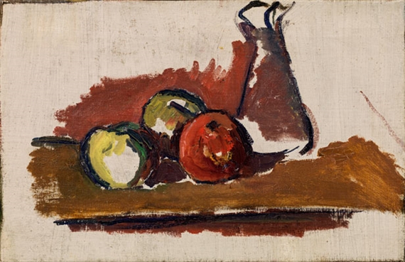 Still life with apples and carafe