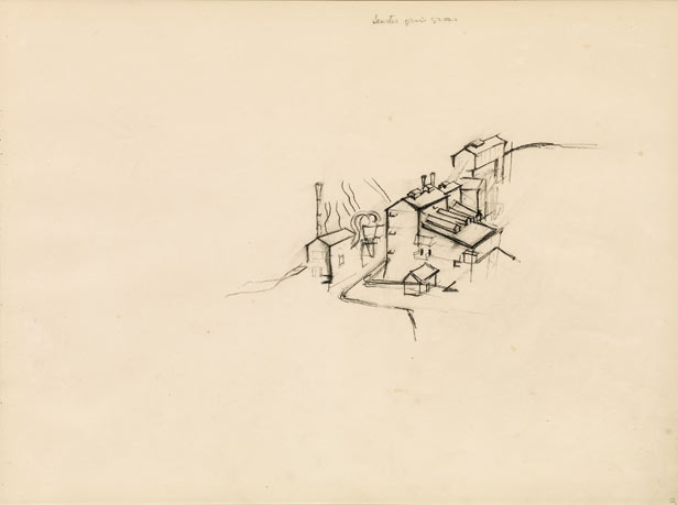 Artwork by Herbert Boeckl, Study from the sketch book from Eisenerz, Made of Charcoal on paper