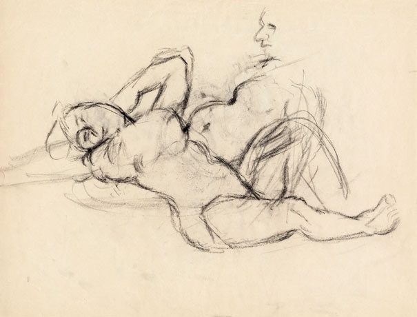 Artwork by Herbert Boeckl, Lying nude, Made of Charcoal on paper