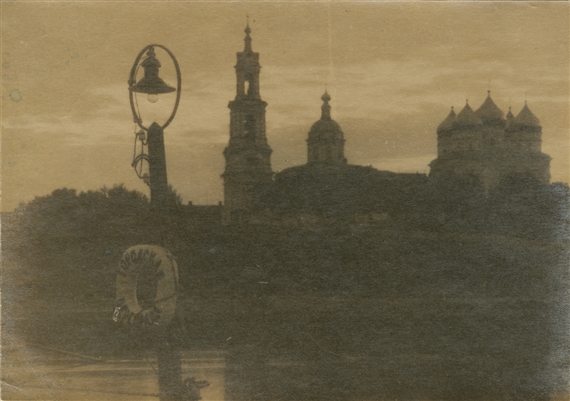 Pokrovsky Cathedral in the Town of Kimry by Night by Leonid Shokin, Printed circa 1930s