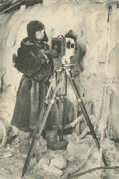 Cameraman Roman Karmen Filming on the Icebreaker Joseph Stalin by Dmitri Debabov, 1939- printed circa 1940