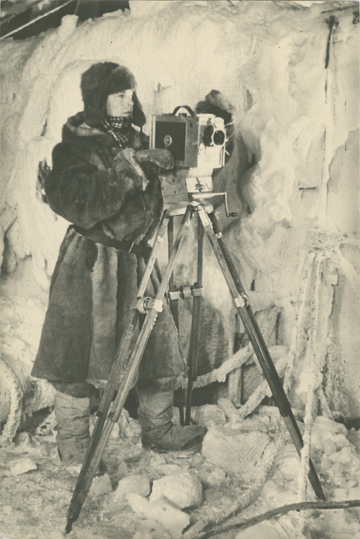 Artwork by Dmitri Debabov, Cameraman Roman Karmen Filming on the Icebreaker Joseph Stalin, Made of Gelatin silver print