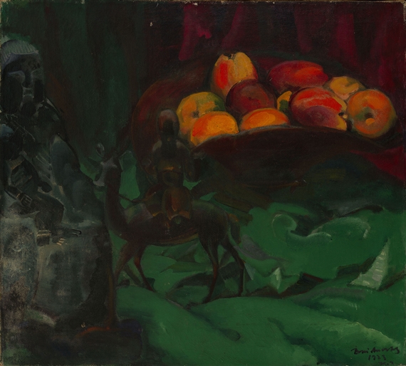 Artwork by Boris Anisfeld, Still Life with Apples and a Deer, Made of Oil on canvas
