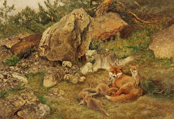 Playing fox cubs by Bruno Liljefors, 1905