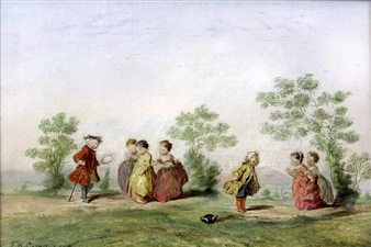 Children in 18th Century dress at play in landscapes - G.H. Giradot