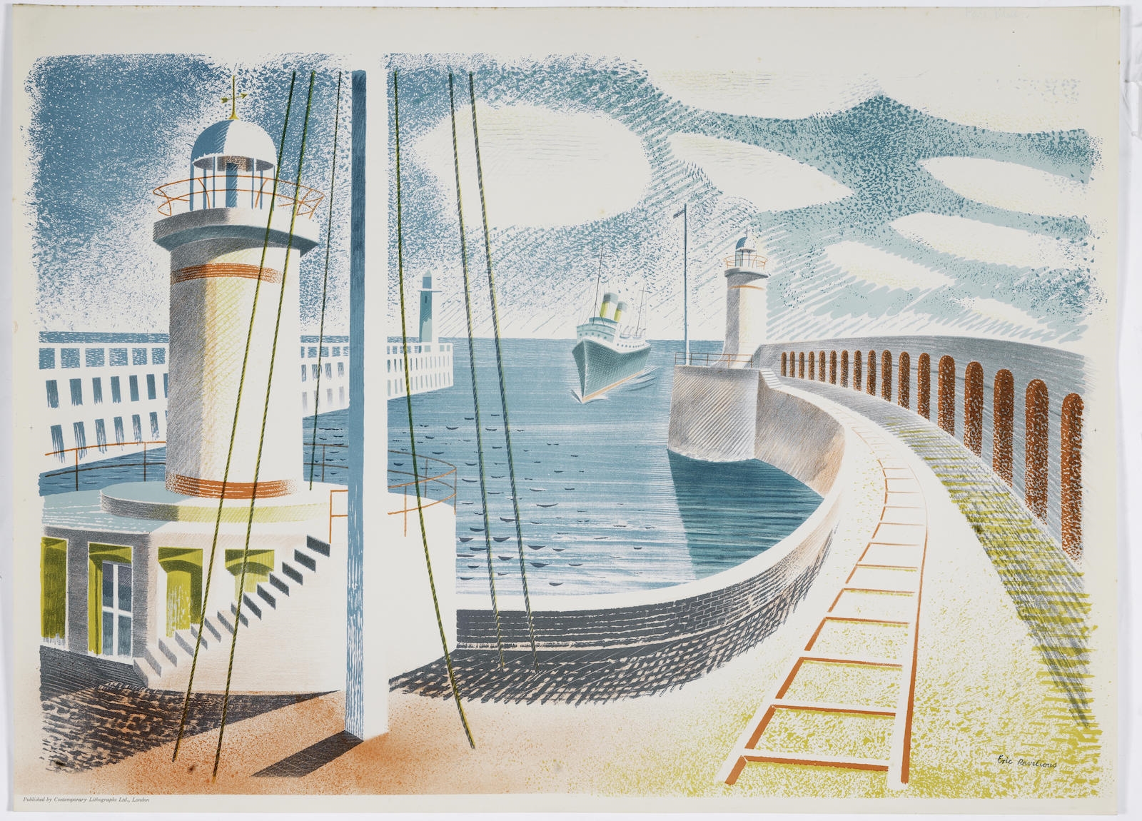 Eric Ravilious | Newhaven Harbour (1937) | MutualArt