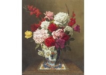 Artwork by Shogo Endo, Flower Bouquet on Orange Back, Made of oil on canvas