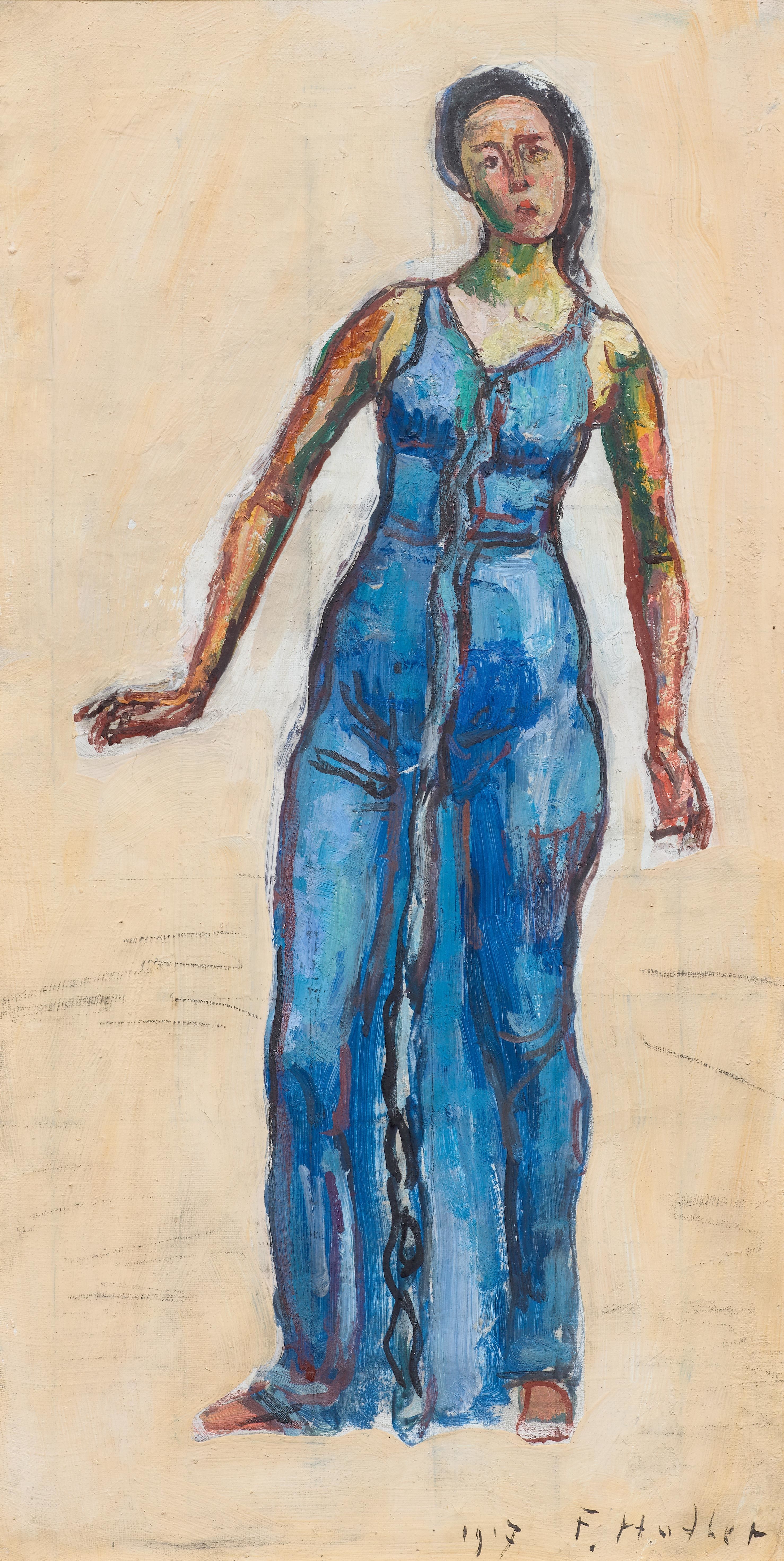 Artwork by Ferdinand Hodler, Figure of a woman, study for ,A Glimpse into Eternity, Made of Oil on canvas