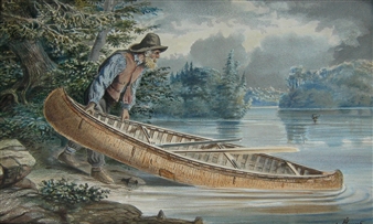 Hunter Launching Canoe - Joseph Julius Humme