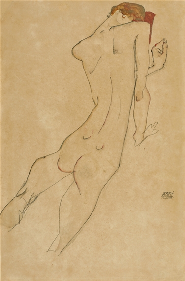 WEIBLICHER RÜCKENAKT (FEMALE NUDE, BACK VIEW) - RECTO SITZERNDER WEIBLICHER AKT (SEATED FEMALE NUDE) - VERSO