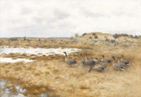 Spring landscapes with geese by Bruno Liljefors, 1936